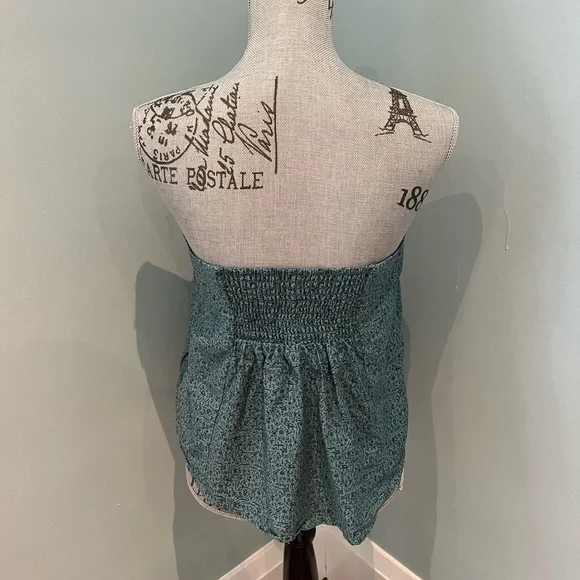 Anthro Maeve Teal Hieroglyphics Tube Top, 8 - Picture 6 of 13